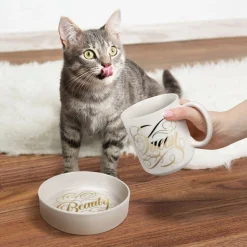 Beauty Queen Ceramic Mug & Cat Bowl Set