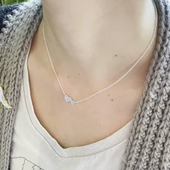Big & Little Hearts Necklace Brushed Silver