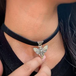 Black Gothic Velvet Choker Death Head Moth