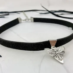Black Gothic Velvet Choker Death Head Moth