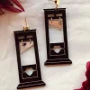 Black Heart Guillotine Earrings