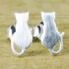 Cat Studs Brushed Sterling Silver