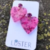 Confetti Heart Love Earrings Pink