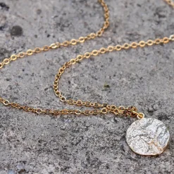 Crinkle Crystal Disc Necklace