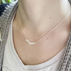 Curve Of Flowers Necklace Brushed Sterling Silver