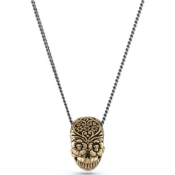 Day Of The Dead Skull Large Bronze Necklace