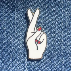 Fingers Crossed Enamel Pin