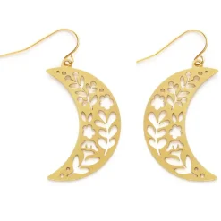 Flower Crescent Moon Earrings
