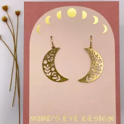 Flower Crescent Moon Earrings