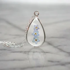 Forget Me Not Flower Necklace Silver Plated