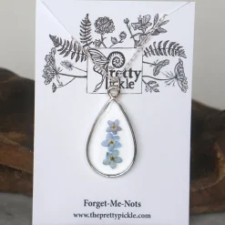 Forget Me Not Flower Necklace Silver Plated