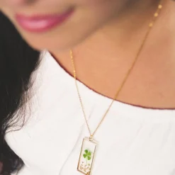Four Leaf Clover Necklace Gold Leaf