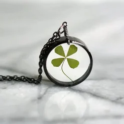 Four Leaf Clover Resin Necklace Copper