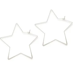 Giant Star Hoop Earrings Silver