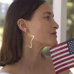 Giant Star Hoop Earrings Gold