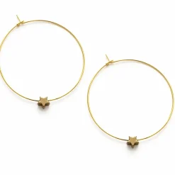 Gold Hoops With Tiny Star