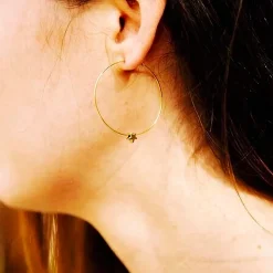 Gold Hoops With Tiny Star