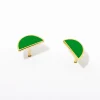 Green Half Circle Stud Earrings