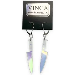 Hologram Knife Fish Hook Earrings