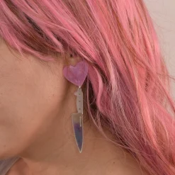 I Heart Knives Earrings Pink