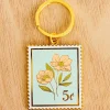 Light Blue Floral Stamp Keychain