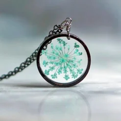 Light Blue Queen Anne's Lace Flower Necklace