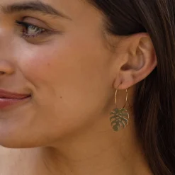 Monstera Hoop Earrings