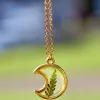 Moon Fern Necklace Gold Plated