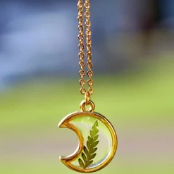Moon Fern Necklace Gold Plated