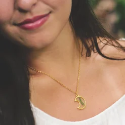 Moon Fern Necklace Gold Plated