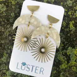 Moon Starburst Dangle Unique Statement Earrings