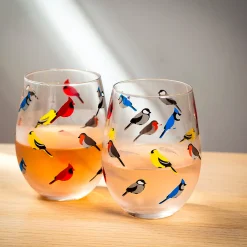 Multi Bird Stemless Goblet