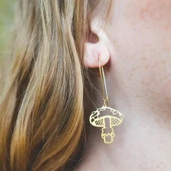Mushroom Earrings Gold