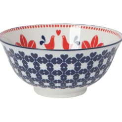 Navy & Red Bird 6 Inch Stamped Bowl