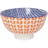 Orange Blue Blossom Stamped Bowl 4 Inch