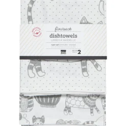 Purr Party London Grey Floursack Tea Towels Set Of 2