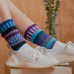 Raspberry Mismatched Crew Socks