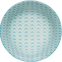 Red Blue Leaf Geo Stamped Bowl 6 Inch