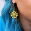 Retro Pyrex Flower Earrings Butterfly Gold Pattern