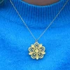 Retro Pyrex Flower Necklace Butterfly Gold Pattern