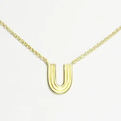 Ridged Arc Necklace 14K Gold Vermeil