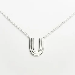 Ridged Arc Necklace Sterling Silver