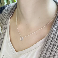 Ridged Arc Necklace Sterling Silver