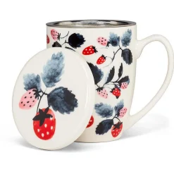 Strawberries Covered Mug 12Oz & Strainer