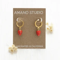Strawberry Huggie Hoops
