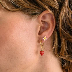 Strawberry Huggie Hoops