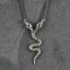Two-Headed Snake Necklace Silver