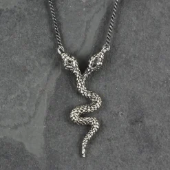 Two-Headed Snake Necklace Silver
