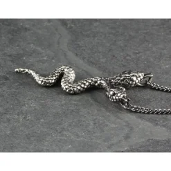 Two-Headed Snake Necklace Silver