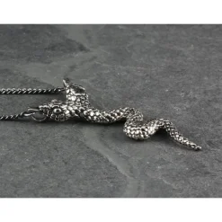 Two-Headed Snake Necklace Silver